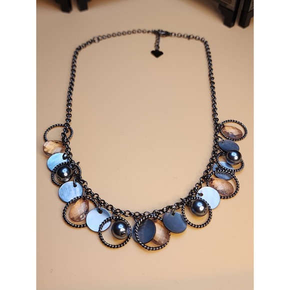 Cookie Lee Jewelry - Vintage COOKIE LEE Necklace‎ Faceted Teardrop Beads Discs Ball Iridescent 16"